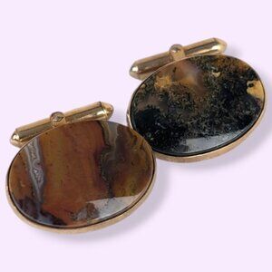 Vintage Destino 12K GF Agate Cufflinks